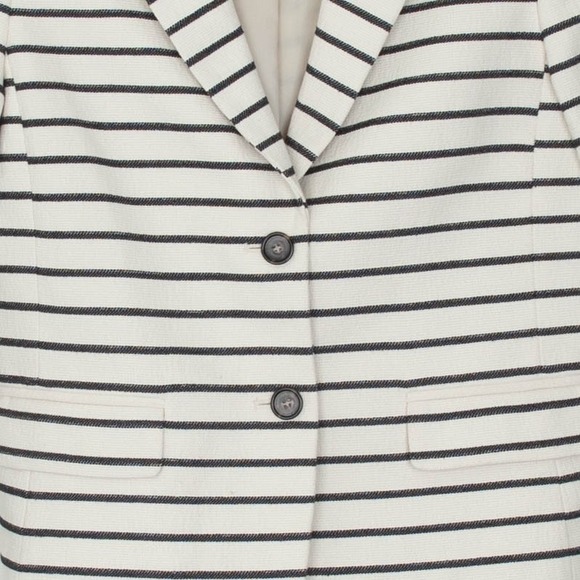 Ann Taylor Womens Petite Striped Blazer Jacket Cream Black Button Front Size 0P - Picture 4 of 9